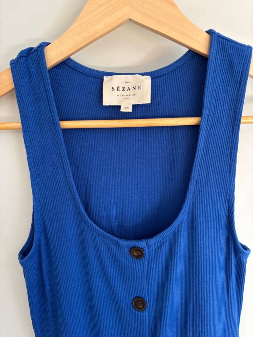 Sézane Fabiola ribbed cotton stretch dress XS in royal blue - Picture 6 of 8